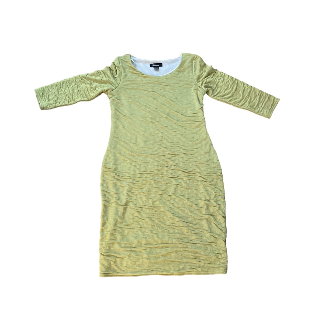 Brianna Women’s Yellow Green Green Dress Sz Med Knee Length